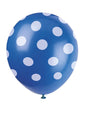 6 globos azul oscuro con topos blancos (30 cm) - Unique | Funidelia