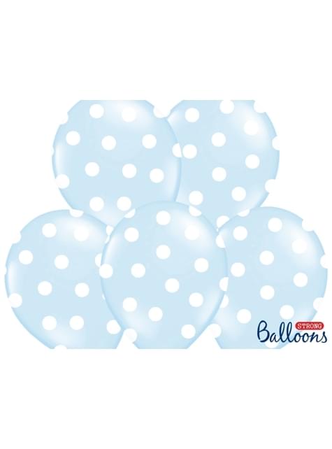 6 globos azul pasteles con topos blancos (30 cm) - Partydeco | Funidelia