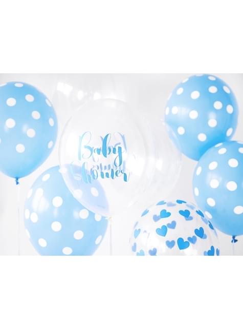 6 globos azul pasteles con topos blancos (30 cm) - Partydeco | Funidelia