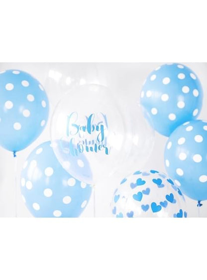 6 globos azul pasteles con topos blancos (30 cm) - Partydeco | Funidelia