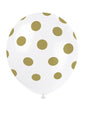 6 globos blancos con topos dorados (30 cm) - Unique | Funidelia