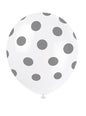 6 globos blancos con topos plateados (30 cm) - Unique | Funidelia