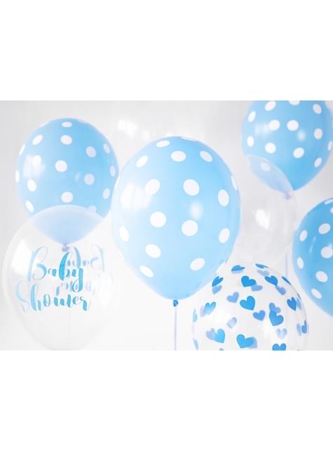 6 globos con corazones azules (30 cm) - Partydeco | Funidelia