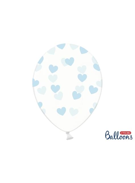 6 globos con corazones azules (30 cm) - Partydeco | Funidelia