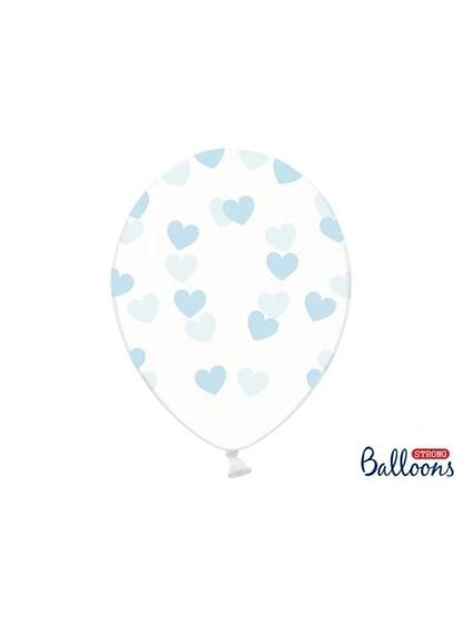 6 globos con corazones azules (30 cm) - Partydeco | Funidelia