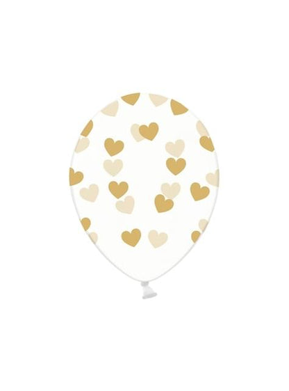 6 globos con corazones dorados (30 cm) - Partydeco | Funidelia