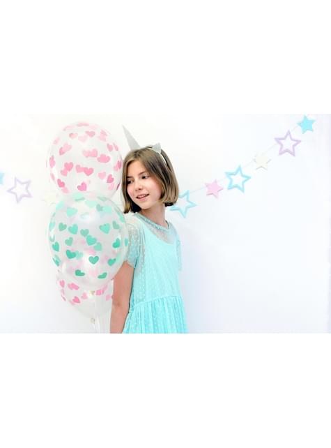 6 globos con corazones verdes (30 cm) - Partydeco | Funidelia