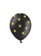 6 globos con estrellas doradas y negro (30 cm) - Partydeco | Funidelia