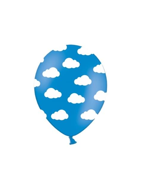 6 globos con nubes azul semiclaro (30 cm) - Partydeco | Funidelia