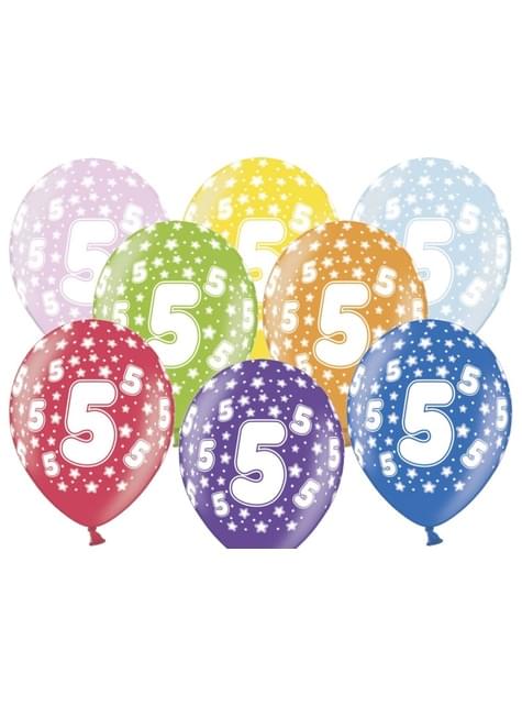6 globos de látex “5“ multicolor (30 cm)