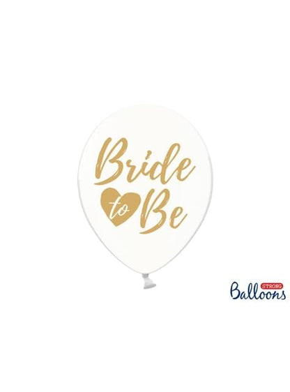 6 globos de látex “BRIDE TO BE“ dorado transparente (30 cm) - Gold Bridal Shower