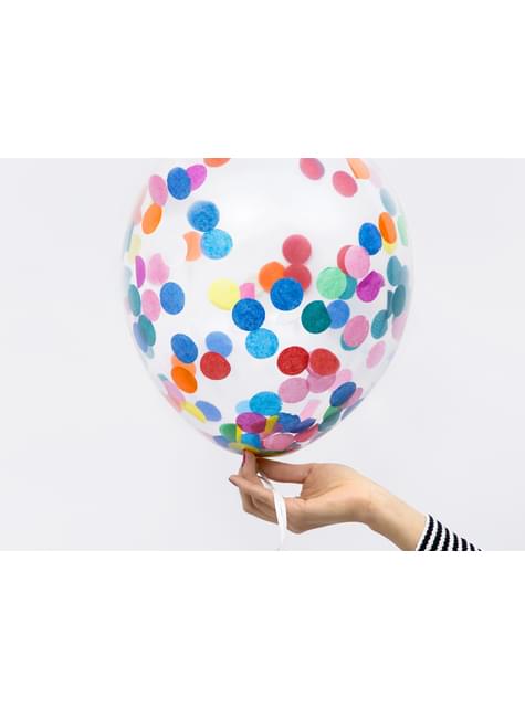 6 globos de látex con confeti de círculos de colores (30 cm) - Partydeco | Funidelia