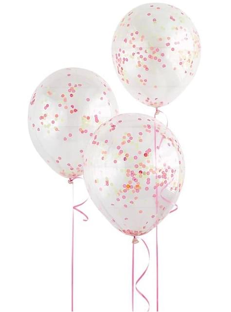6 globos de látex con confeti neón - Unique | Funidelia