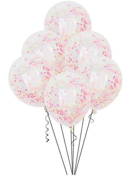 6 globos de látex con confeti neón - Unique | Funidelia