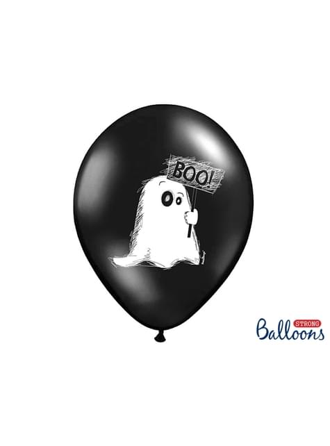 6 globos de látex con fantasmas negro (30 cm) - Partydeco | Funidelia
