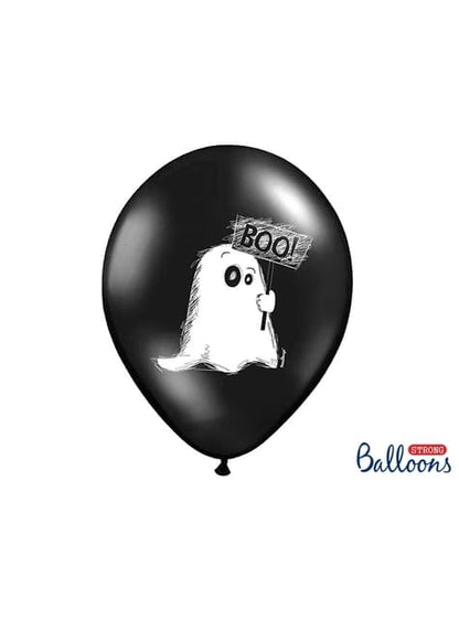 6 globos de látex con fantasmas negro (30 cm) - Partydeco | Funidelia