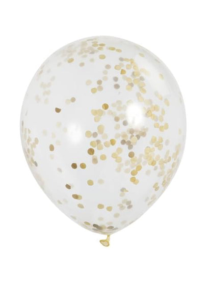 6 globos de látex con confeti dorado interiores - Unique | Funidelia