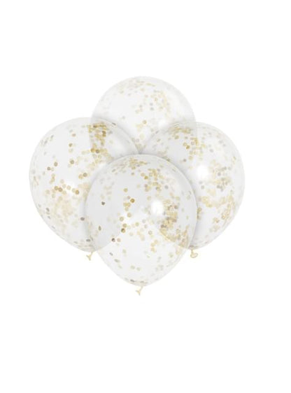 6 globos de látex con confeti dorado interiores - Unique | Funidelia
