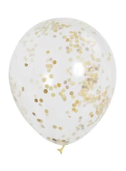 6 globos de látex con confeti dorado interiores - Unique | Funidelia