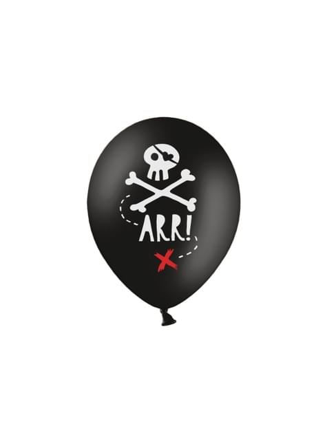 6 globos de látex fiesta pirata negro (30 cm) - Pirates Party - Partydeco | Funidelia