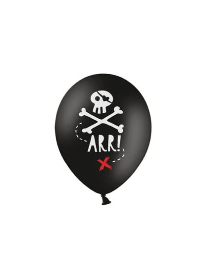 6 globos de látex fiesta pirata negro (30 cm) - Pirates Party - Partydeco | Funidelia