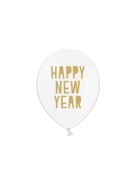 6 globos de látex “HAPPY“ blanco (30 cm) - Partydeco | Funidelia