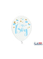 6 globos de látex “IT’S A BOY“ Baby Shower blanco (30 cm) - Partydeco | Funidelia