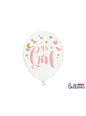 6 globos de látex “IT’S A GIRL“ Baby Shower blanco (30 cm)