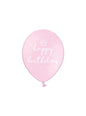 6 globos extra resistentes ’’ Happy Birthday“ rosa (30 cm)