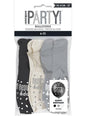 6 globos “Happy Birthday“ negro, plateado, blanco (30cm) - Black & Silver Glitz - Unique | Funidelia