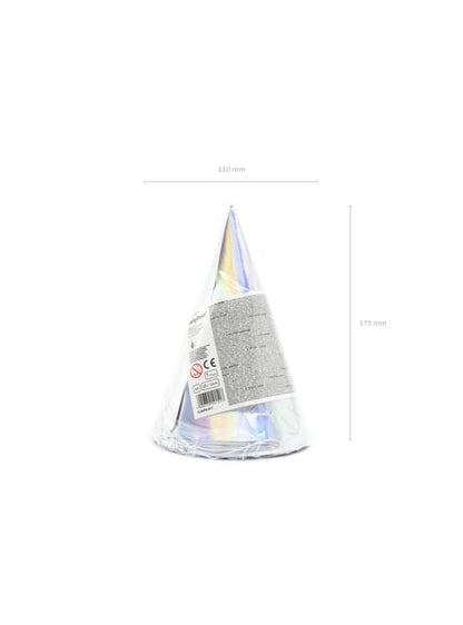 6 gorritos de fiesta iridiscentes de papel - Exotix Holo