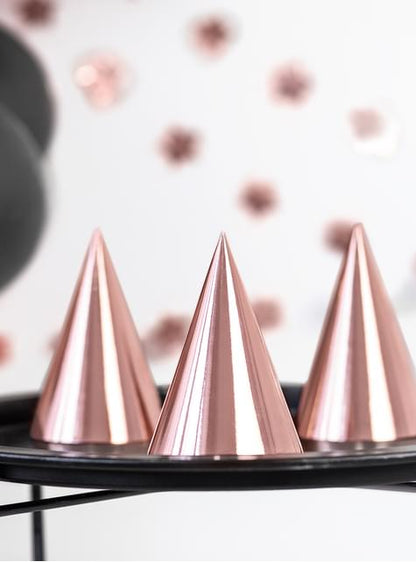 6 gorritos de fiesta oro rosa brillantes