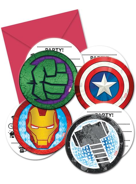 6 invitaciones de Los Vengadores - Mighty Avengers