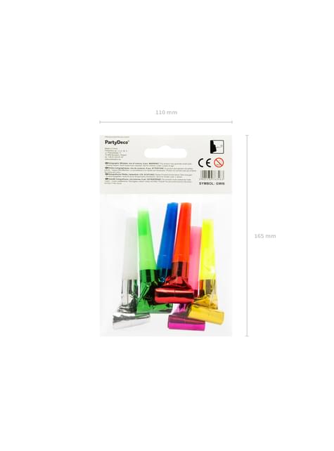 6 matasuegras holográficos variados - Colorful & holographic birthday