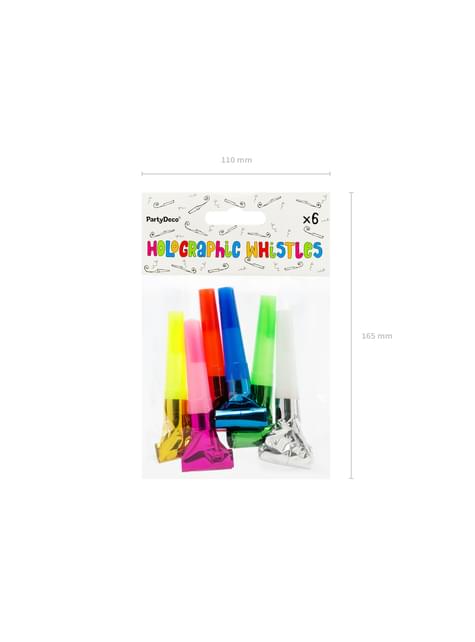 6 matasuegras holográficos variados - Colorful & holographic birthday