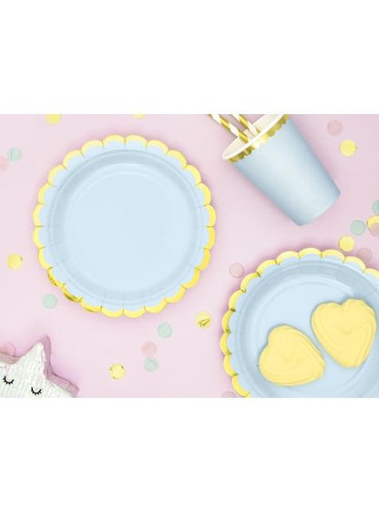 6 platos azules pastel de papel (18 cm) - Yummy