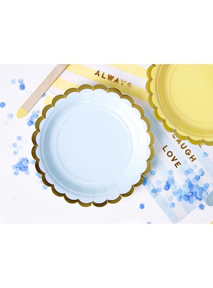 6 platos azules pastel de papel (18 cm) - Yummy