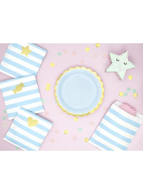 6 platos azules pastel de papel (18 cm) - Yummy