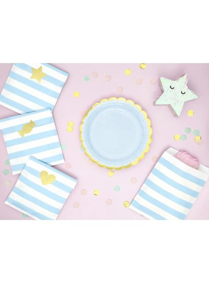 6 platos azules pastel de papel (18 cm) - Yummy