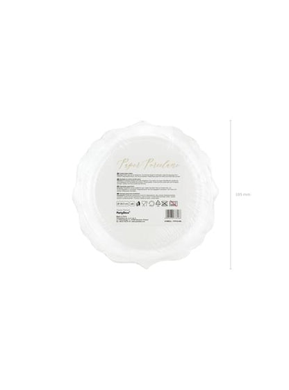 6 platos blancos con bordes dorados de papel (18,5 cm) - Wedding in rose colour
