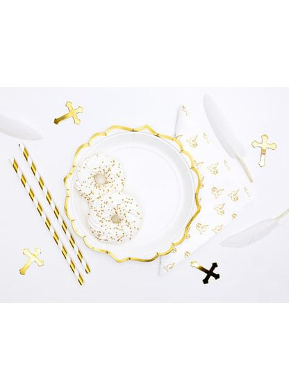6 platos blancos con bordes dorados de papel (18,5 cm) - Wedding in rose colour