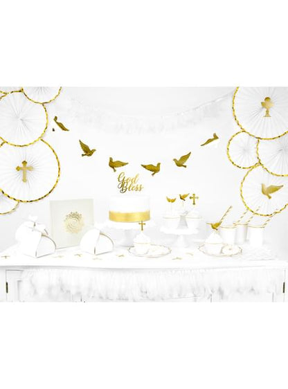 6 platos blancos con bordes dorados de papel (18,5 cm) - Wedding in rose colour