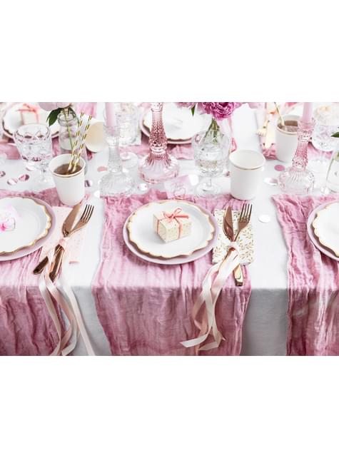 6 platos blancos con bordes dorados de papel (18,5 cm) - Wedding in rose colour