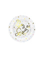 6 platos blancos con inscripción dorada “Boy or Girl?“ de papel (23 cm) - Gender Reveal Party - Partydeco | Funidelia