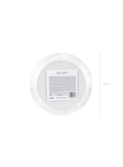 6 platos blancos con lunares en oro rosas de papel (18 cm) - Polka Dots Collection