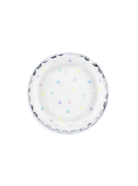 6 platos con estrellas de colores (18 cm) - Unicorn Collection