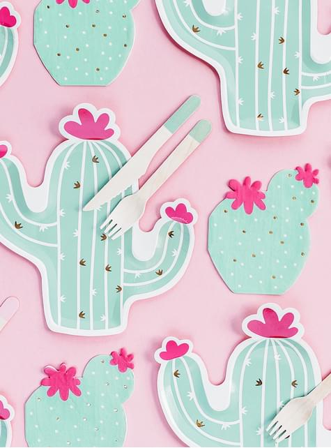 6 platos de cactus (23 cm) - Llama Party - Partydeco | Funidelia