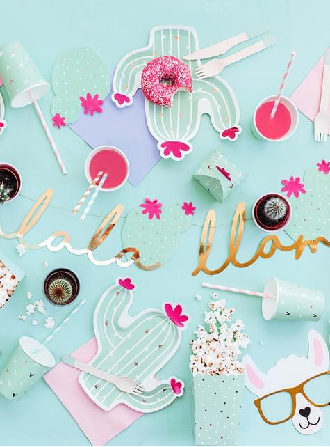 6 platos de cactus (23 cm) - Llama Party - Partydeco | Funidelia