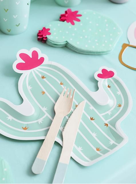 6 platos de cactus (23 cm) - Llama Party - Partydeco | Funidelia