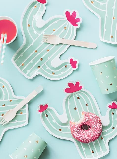 6 platos de cactus (23 cm) - Llama Party - Partydeco | Funidelia